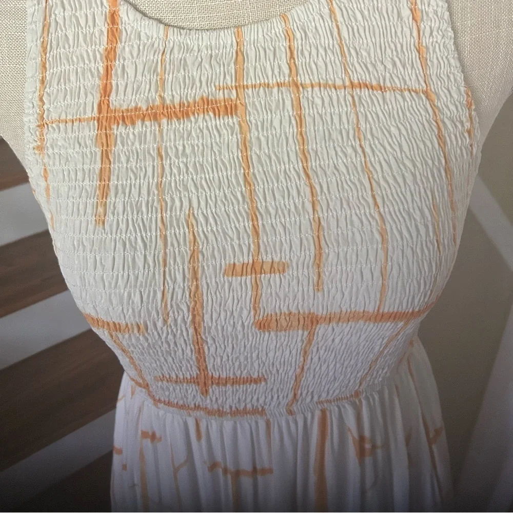 Petal and pup Aliza maxi dress. Women’s Large  Ruched Top White/Apricot Pockets - Picture 3 of 10